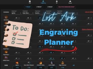 Lost Ark Engraving Planner tool website sheet