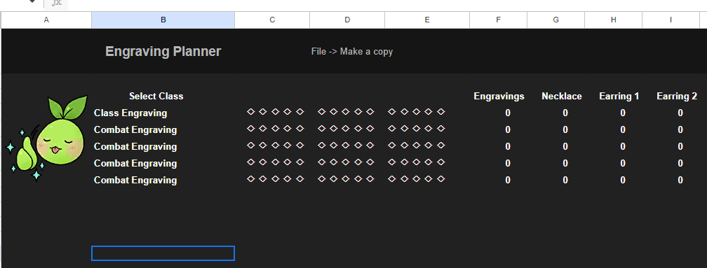 Lost Ark Engraving Spreadsheet